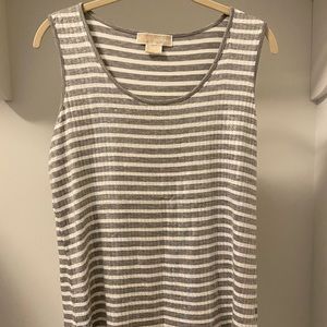 Michael Kors Grey and White Striped Suquin Tank